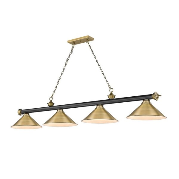 Z-Lite Cordon 4 Light Billiard, Matte Black & Rubbed Brass 2306-4MB-RB-RB15 - main